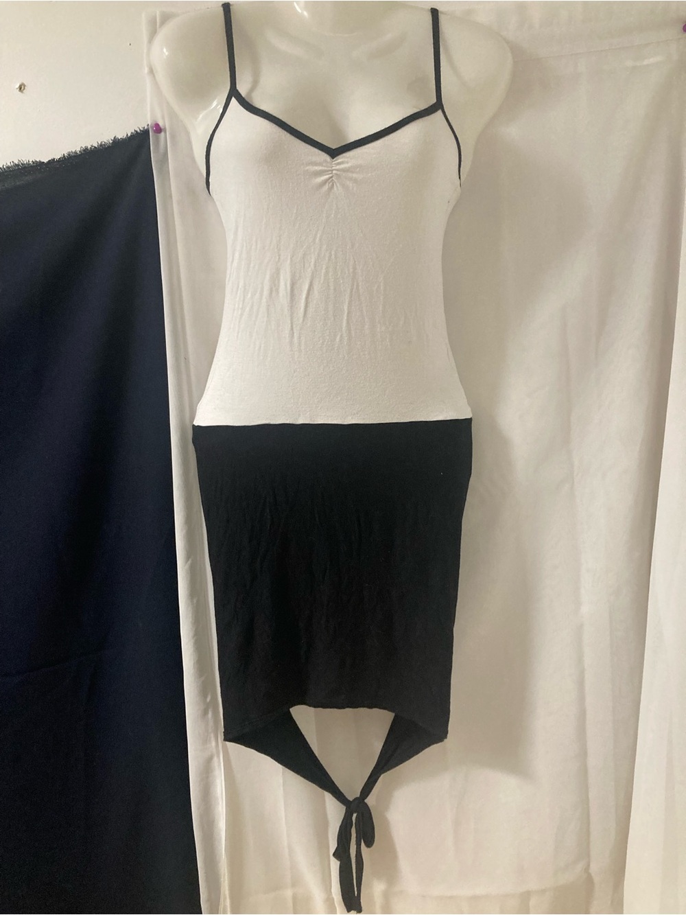 Black Strapless Tie-Front Women's Top